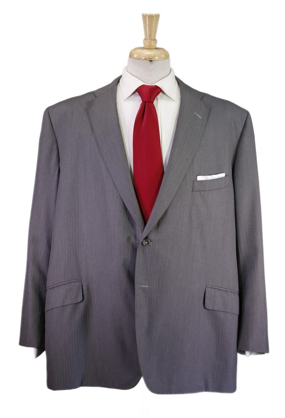 Oxxford Current Silver Gray Tonestripe 2-Btn Wool Handmade Suit 50R